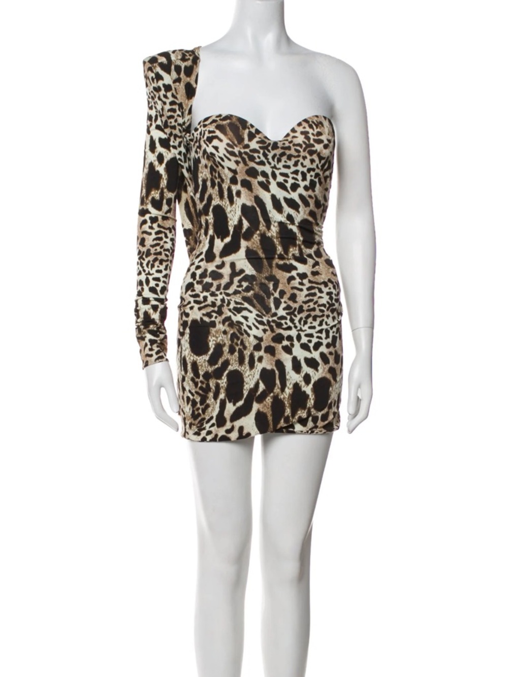 Asymmetrical One-Shoulder Leopard Print Mini Dress